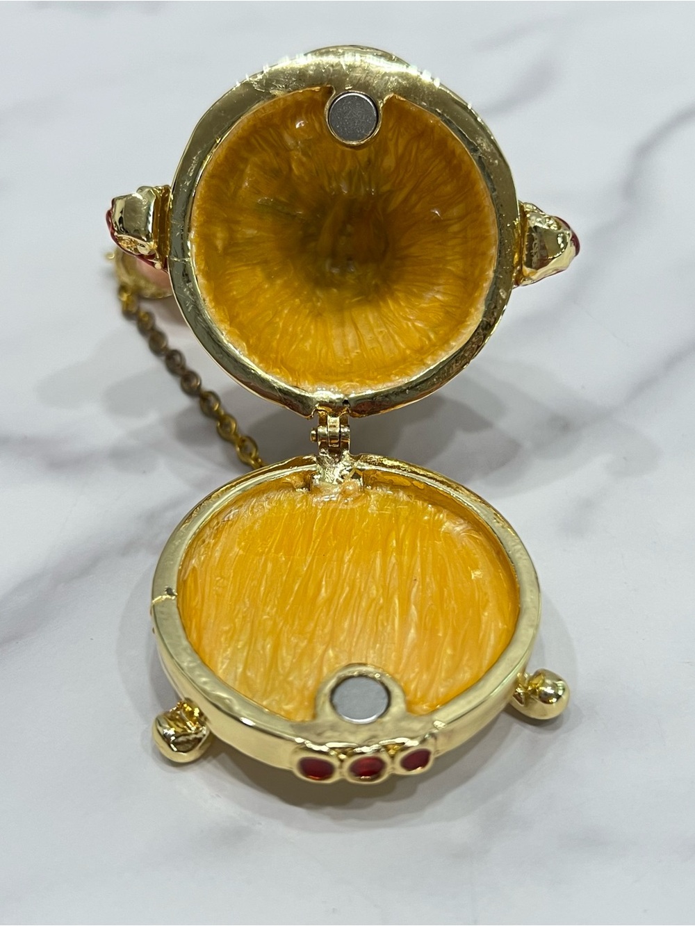 Objet D’Art Bonnie Antique Telephone Trinket Box Pink Gold Enameled & Jeweled - Picture 6 of 7